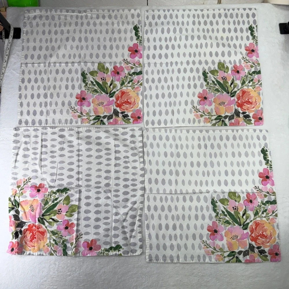 World Market 14pc Table Linen Set Floral Watercolor Runner Placemats Napkins